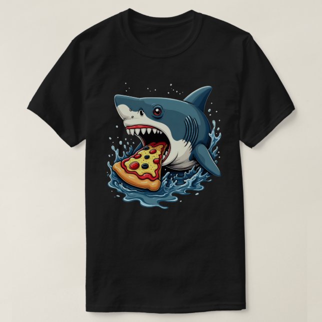 Shark Eating Pizza Funny Pizza Lover  T-Shirt (Design Front)