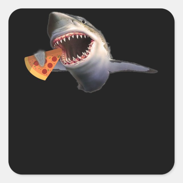 Shark Eating Pizza Shark Lovers Funny Gifts Square Sticker (Front)