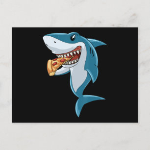 Shark Eating Pizza Shark Lovers Pizza Lovers Announcement Postcard
