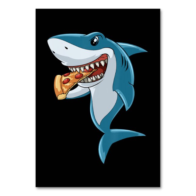 Shark Eating Pizza Shark Lovers Pizza Lovers Table Number (Front)