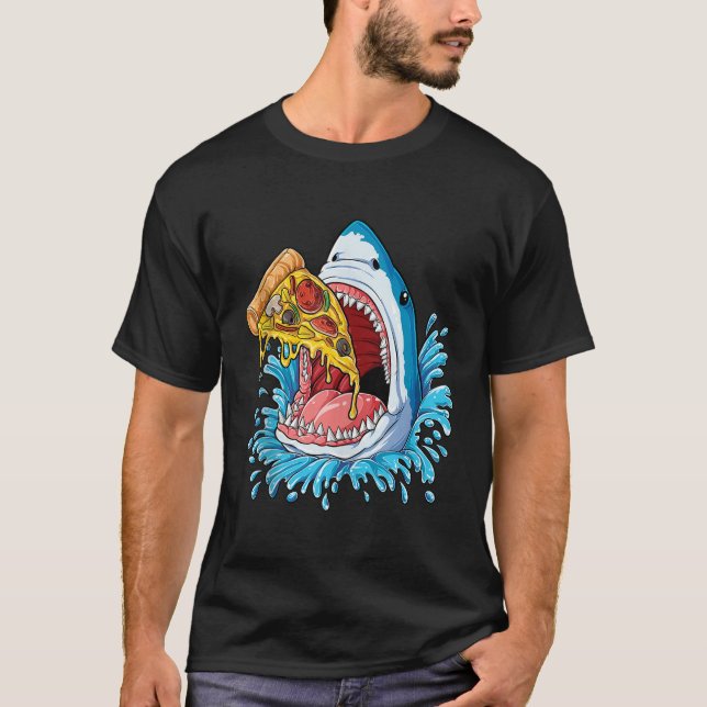 Shark Eating Pizza Shirt Jawsome Men Food Lovers S (Front)