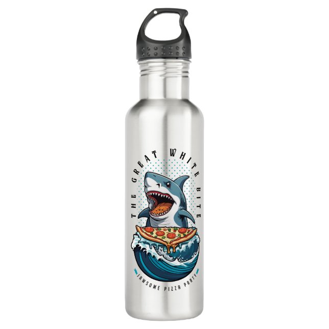 Shark Eating Pizza | The Great White Bite Jawsome  710 Ml Water Bottle (Front)