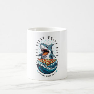 Shark Eating Pizza   The Great White Bite Jawsome  Coffee Mug