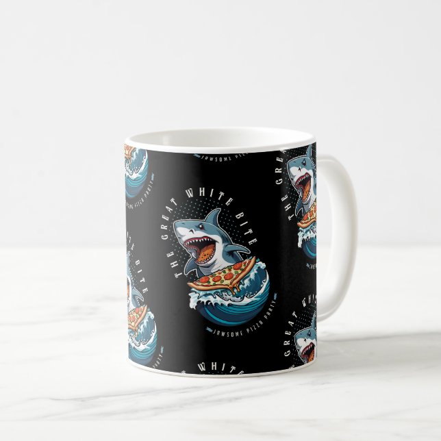 Shark Eating Pizza | The Great White Bite Jawsome  Coffee Mug (Front Right)