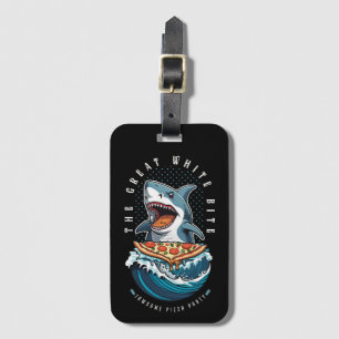 Shark Eating Pizza The Great White Bite Jawsome Luggage Tag