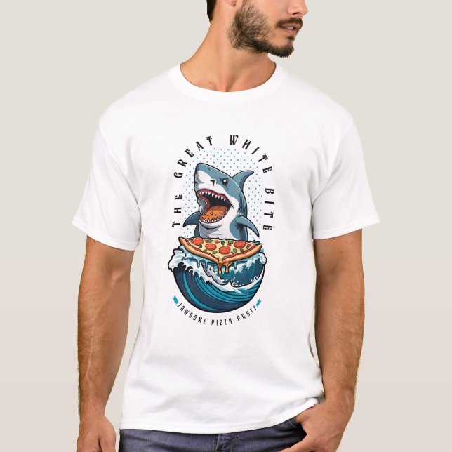 Shark Eating Pizza | The Great White Bite Jawsome  T-Shirt (Front)