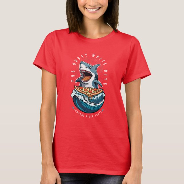 Shark Eating Pizza | The Great White Bite Jawsome  T-Shirt (Front)