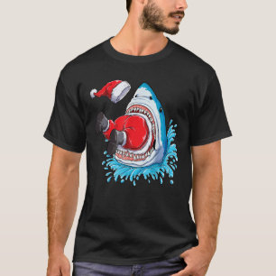 Shark Eating Santa Claus Christmas Boys Merry Shar T-Shirt