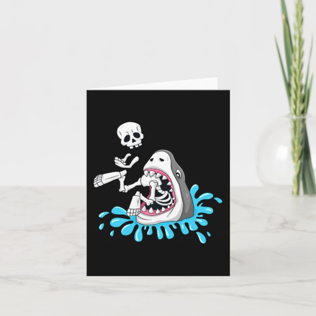 Shark Eats Skeleton Fun Halloween Boys Girls Kids  Card (Front)