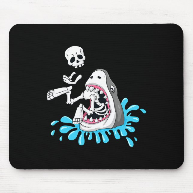 Shark Eats Skeleton Fun Halloween Boys Girls Kids  Mouse Mat (Front)