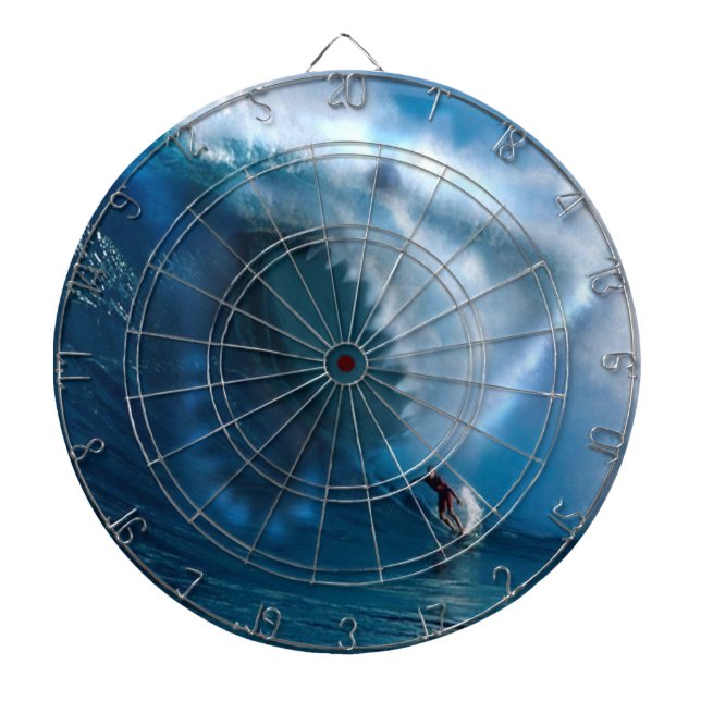 Shark face surfer ocean blue sky dartboard (Front)