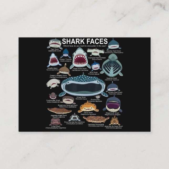 Shark Faces Which Face Do You Want To Encounter Business Card (Front)