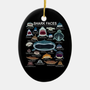 Shark Faces Which Face Do You Want To Encounter Ceramic Tree Decoration