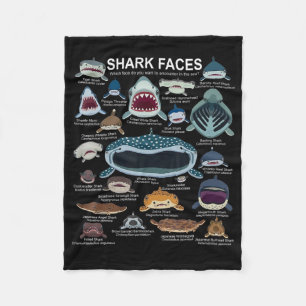 Shark Faces Which Face Do You Want To Encounter Fleece Blanket