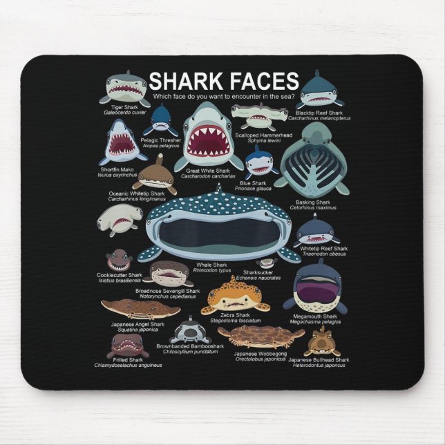 Shark Faces Which Face Do You Want To Encounter Mouse Mat (Front)