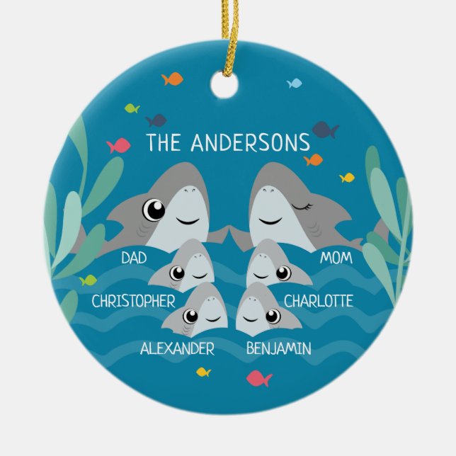 Shark Family Ornament (Front)