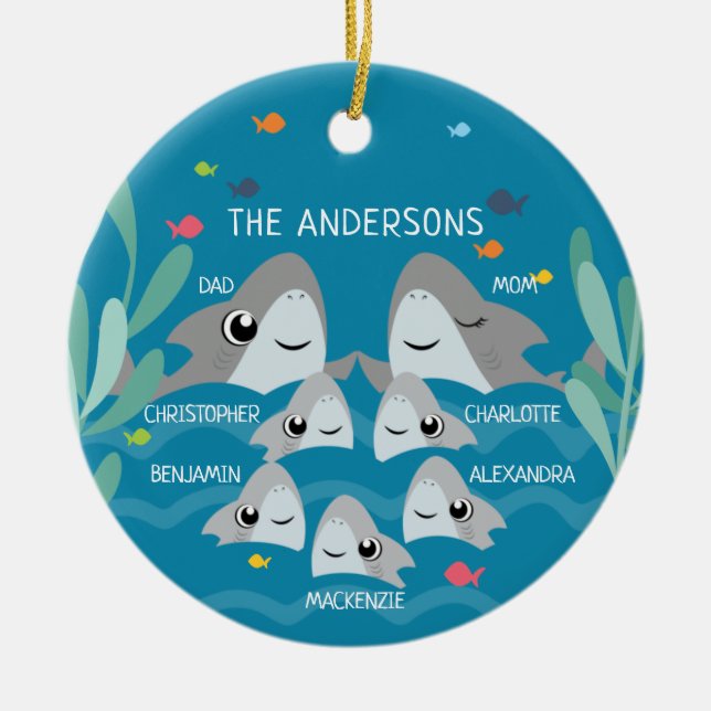 Shark Family Ornament (Front)