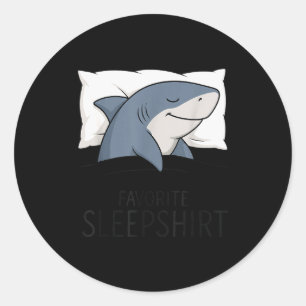 Shark Favorite Sleepshirt Sleeng Pajamas Boys Girl Classic Round Sticker