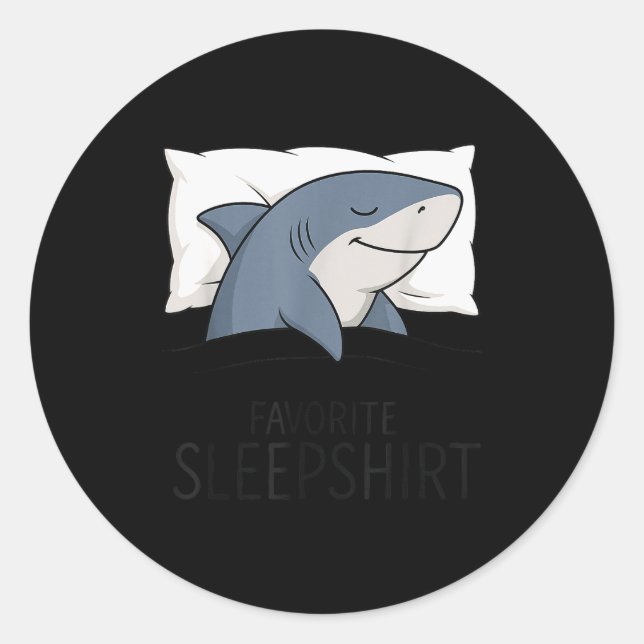 Shark Favorite Sleepshirt Sleeng Pajamas Boys Girl Classic Round Sticker (Front)