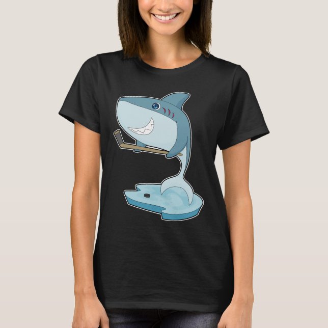 Shark Field hockey Hockey stick Sports T-Shirt (Front)