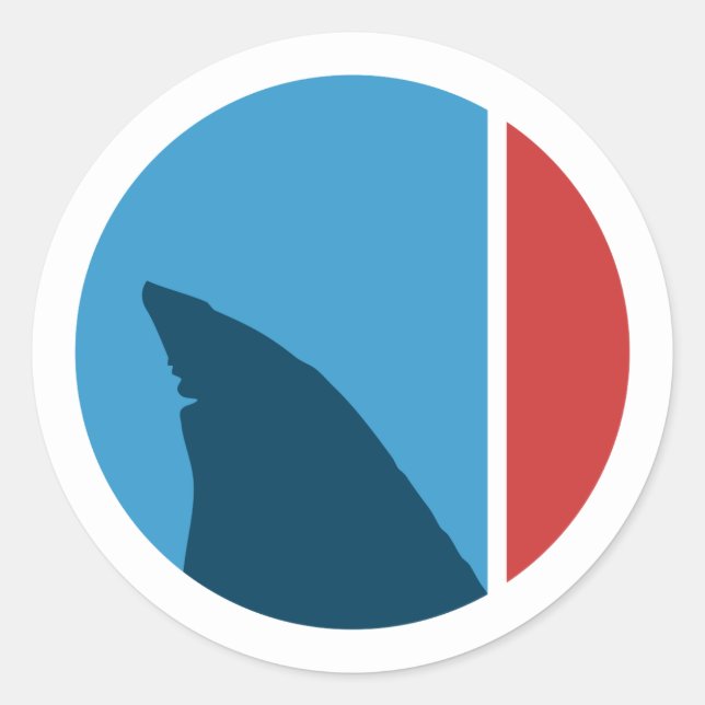 shark fin circle classic round sticker (Front)