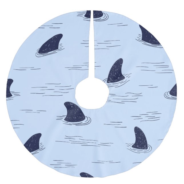 Shark Fin Ocean Pattern Brushed Polyester Tree Skirt (Front)