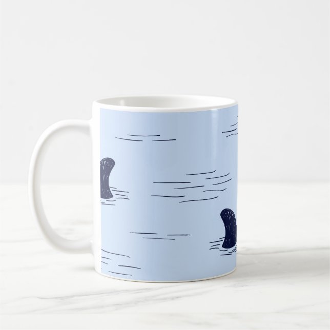 Shark Fin Ocean Pattern Coffee Mug (Left)