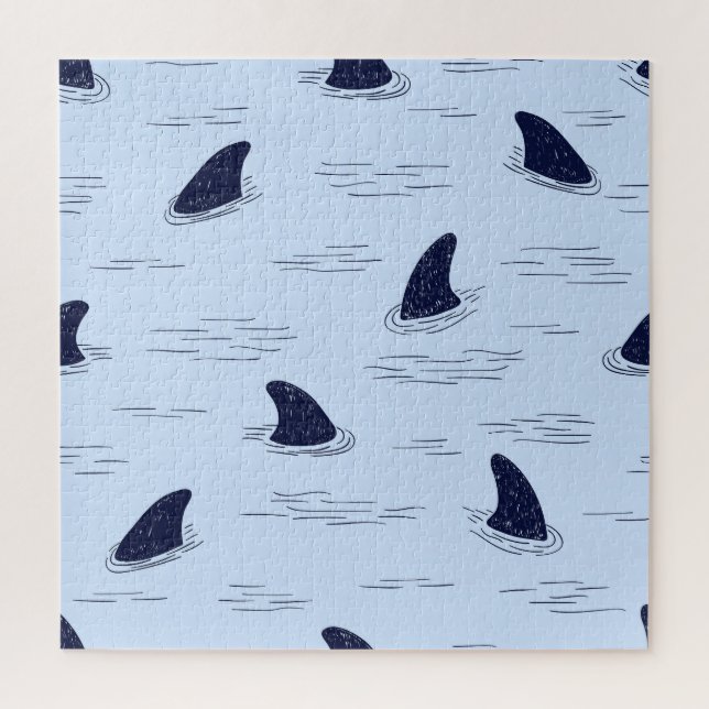 Shark Fin Ocean Pattern Jigsaw Puzzle (Vertical)