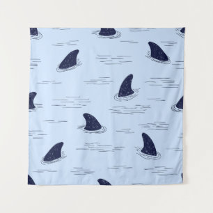 Shark Fin Ocean Pattern Tapestry