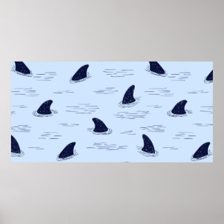 Shark fin seamless pattern.  poster