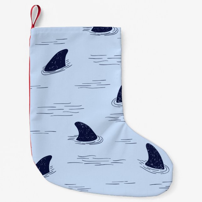 Shark fin seamless pattern.  small christmas stocking (Front)