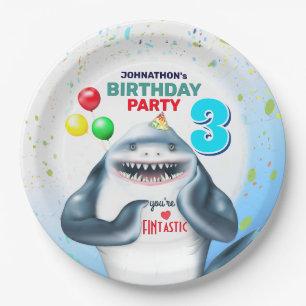 Shark Fintastic Kids Birthday Paper Plate