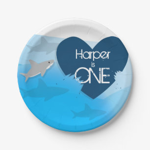 Shark First Birthday Party Paper Plate