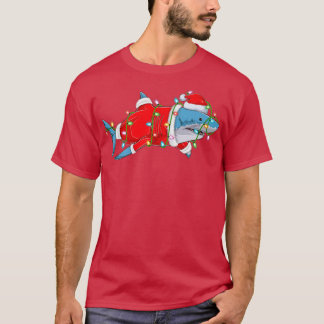 Shark Fish Lover Christmas Lights Santa Merry Shar T-Shirt