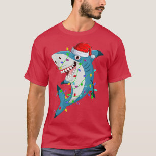 Shark Fish Lover Christmas Lights Santa Shark Xmas T-Shirt