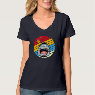 Shark Fish Pizza Retro Vintage Pizzeria Pizza Chef T-Shirt