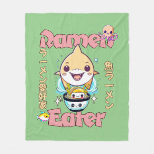 Shark Fish Ramen Eater - Asian food Lovers! Fleece Blanket
