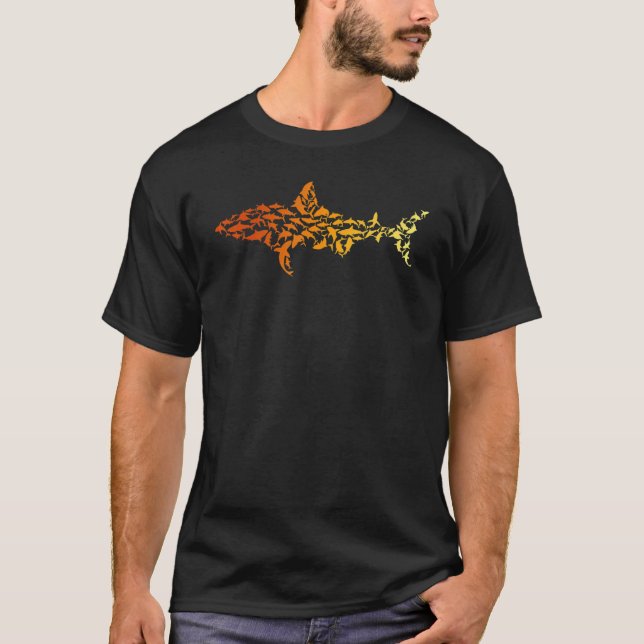 Shark Fish Sharks Silhouette White Shark  Great Wh T-Shirt (Front)