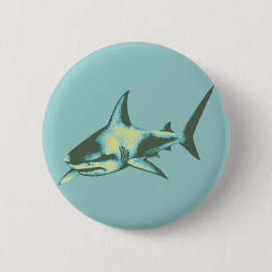 shark fish, wild animals 6 cm round badge