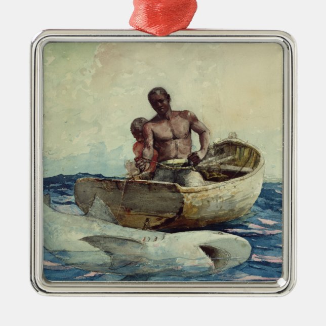 Shark Fishing, 1885 Metal Tree Decoration (Front)