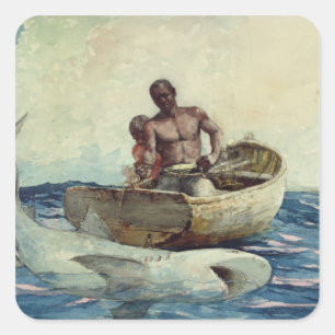 Shark Fishing, 1885 Square Sticker