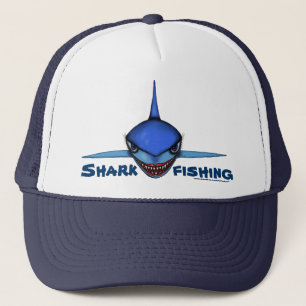Shark fishing cartoon art cool hat design