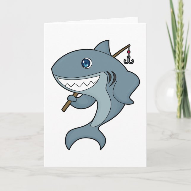 Shark Fishing Fisher Finshing rod Card (Front)