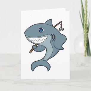 Shark Fishing Fisher Finshing rod Card
