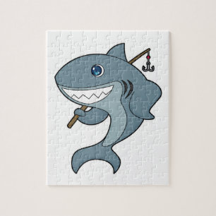 Shark Fishing Fisher Finshing rod Jigsaw Puzzle