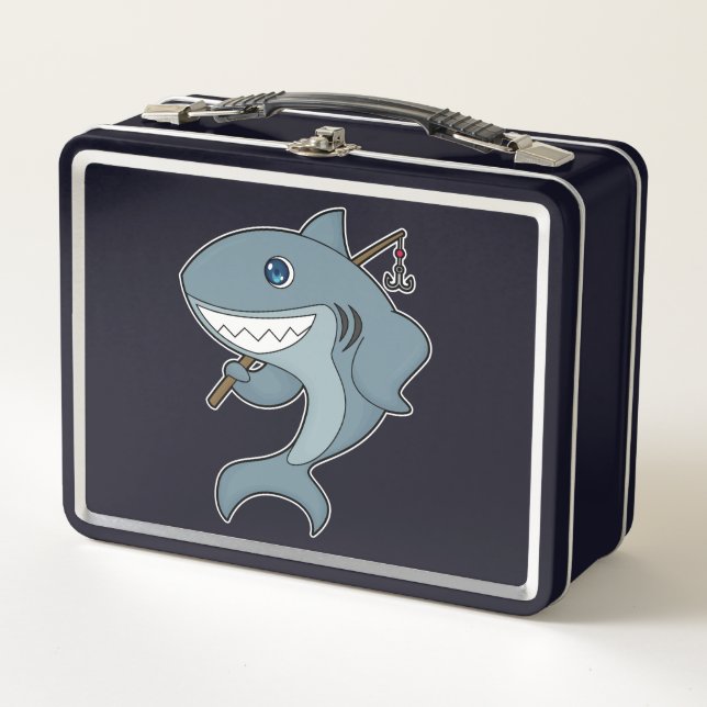 Shark Fishing Fisher Finshing rod Metal Lunch Box (Front)