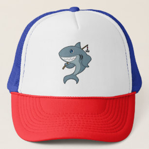 Shark Fishing Fisher Finshing rod Trucker Hat