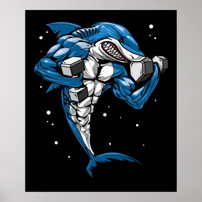 Shark Fitness Weightlifting Poster (Front)