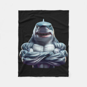 Shark Flexing Fan Lover Bodybuilding Cool Gym Work Fleece Blanket