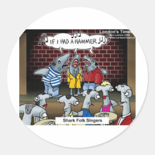 Shark Folk Singers Funny Gifts Tees & Cards Classic Round Sticker